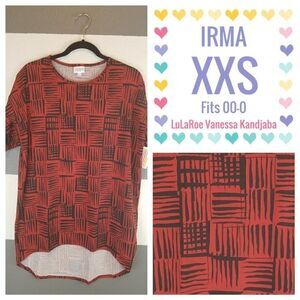 LuLaRoe Irma Tunic XXS Red Black NEW